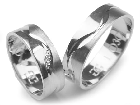 Obrączki ślubne z białego złota płaskie z cyrkoniami 6mm Infinity I030-b