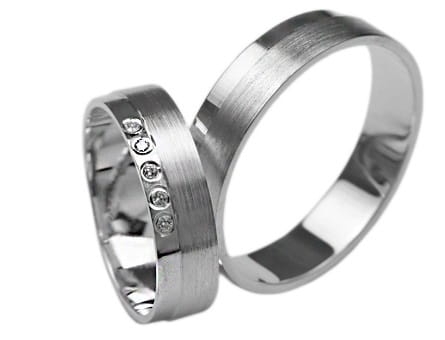 Srebrne obrączki ślubne płaskie z cyrkoniami 6mm Silvery Sv021