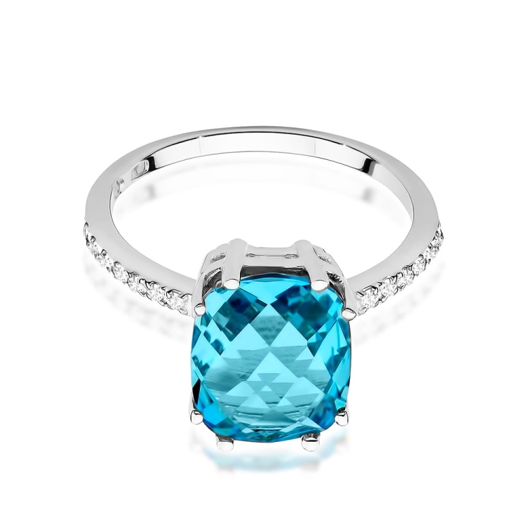 Pierścionek zaręczynowy z białego złota z topazem i diamentami 0,07ct Fire Of Love BW-527-topaz-b