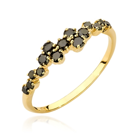 Przejdź do produktu Pierścionek zaręczynowy z żółtego złota z czarnymi diamentami 0,33ct Fire Of Love 