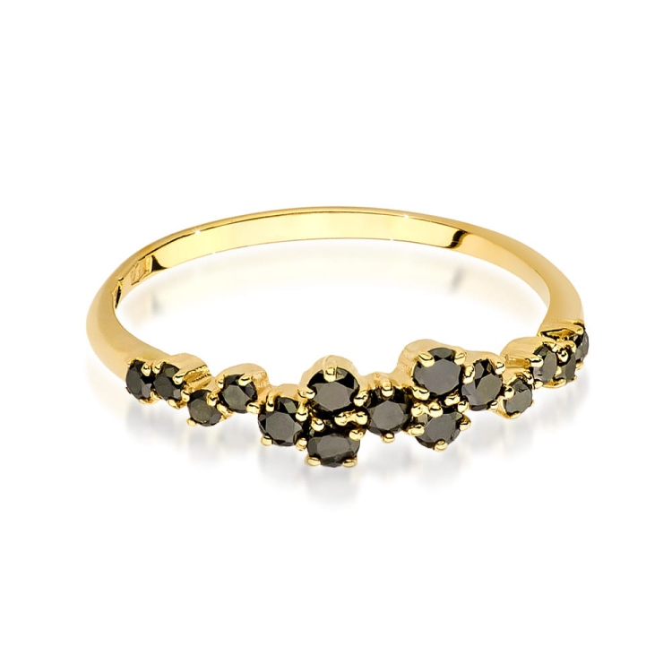 Pierścionek zaręczynowy z żółtego złota z czarnymi diamentami 0,33ct Fire Of Love BW-528