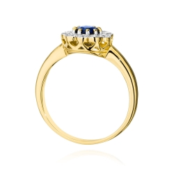 Pierścionek zaręczynowy z żółtego złota z szafirem i diamentami 0,30ct Fire Of Love  BW-529-szafir
