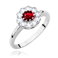 Pierścionek zaręczynowy z białego złota z rubinem i diamentami 0,30ct Fire Of Love BW-529-rubin-b