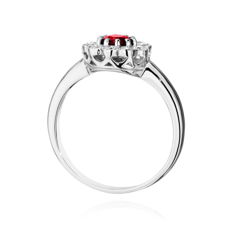Pierścionek zaręczynowy z białego złota z rubinem i diamentami 0,30ct Fire Of Love BW-529-rubin-b
