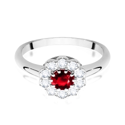 Pierścionek zaręczynowy z białego złota z rubinem i diamentami 0,30ct Fire Of Love BW-529-rubin-b