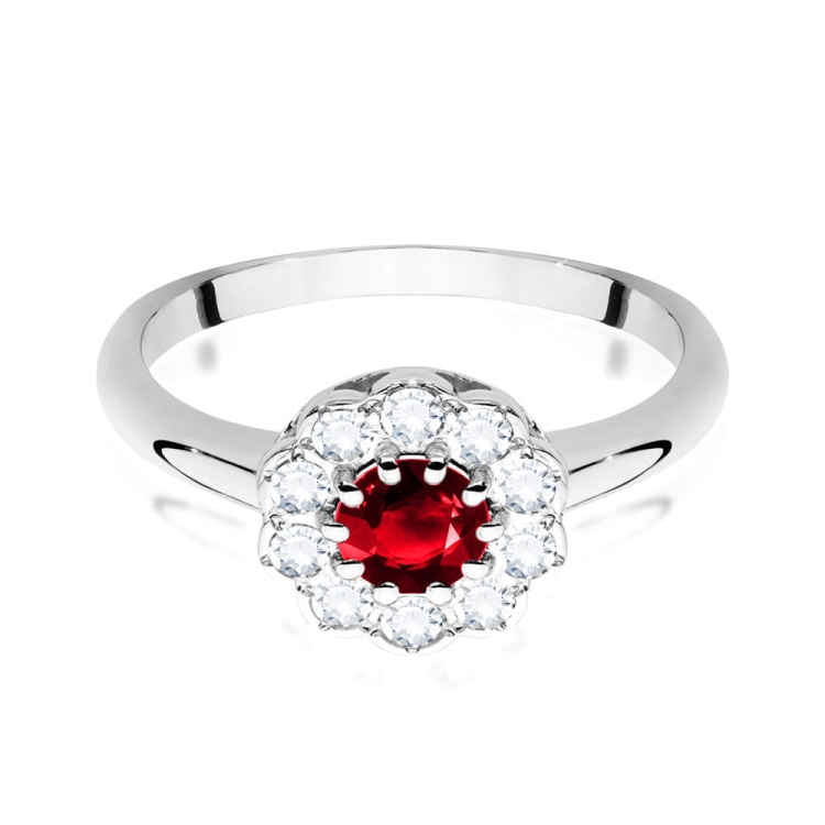 Pierścionek zaręczynowy z białego złota z rubinem i diamentami 0,30ct Fire Of Love BW-529-rubin-b