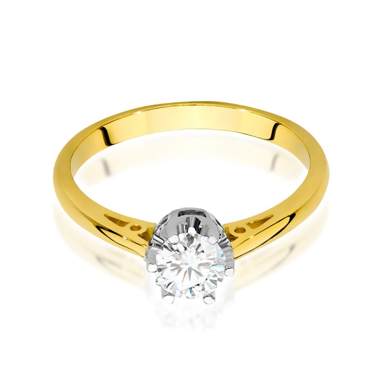 Pierścionek zaręczynowy z żółtego złota z diamentem 0,50ct Fire Of Love GW-542-0,50ct