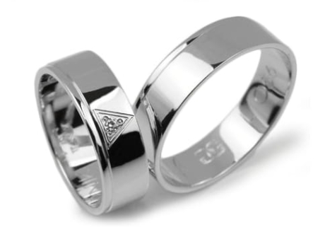 Przejdź do produktu Obrączki ślubne z białego złota płaskie z cyrkonią 6mm Lux L056