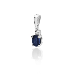 Zawieszka z białego złota 585 z szafirem i diamentem 0,014ct The Diamonds GZ-1-szafir-b